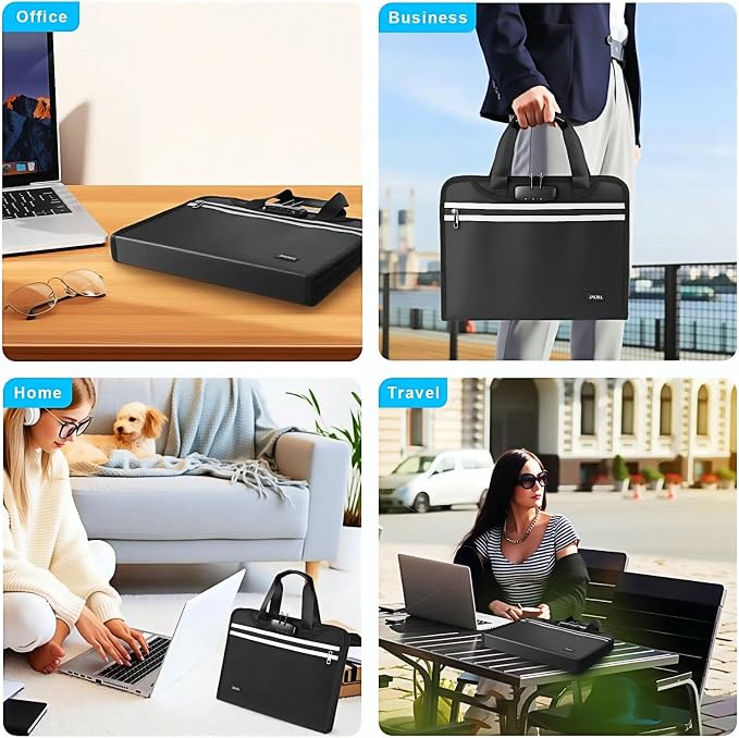 Fireproof Accordion File Organizer with Lock for Important Documents | 13 pockets expandable file folder, 2500°F fireproof, water-resistant, portable for home office travel, fits letter/A4 size