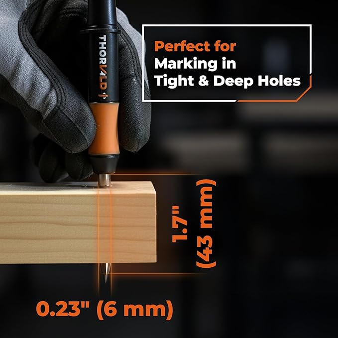 THORVALD New Carpenter Pencils with Holster for Construction - Incl. 7 Leads + Sharpener - Solid Mechanical Pencils with Fine Point/Best Marking tools Construction/Carpenters/Scriber