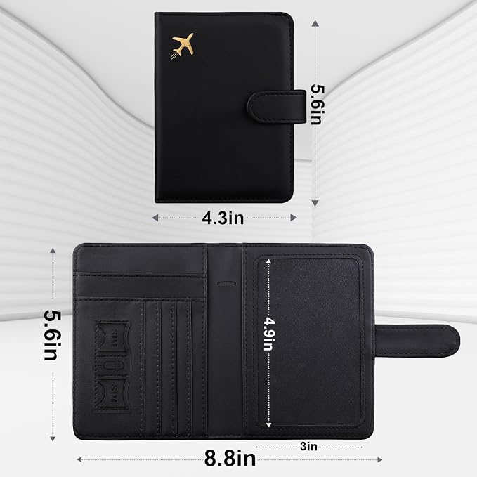 GOAUS Passport Holder for Travel with AirTag Slot, Passport Book Wallet | Cards Cash Pocket, RFID Blocking, Waterproof, Passport Case, Travel Gifts for Women Men, Faux Leather, AirTag Not Included