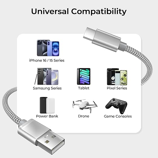 Basesailor for iPhone 17 Air 16 Car Charging Cable 3.3FT 2Pack,USB C Charger Cord for New iPhone 16e 15 Pro Max Plus,Samsung Galaxy S25 S24 S23 FE Plus Ultra,A13 A14 A42 A55 A54 A53,Google Pixel 9 XL