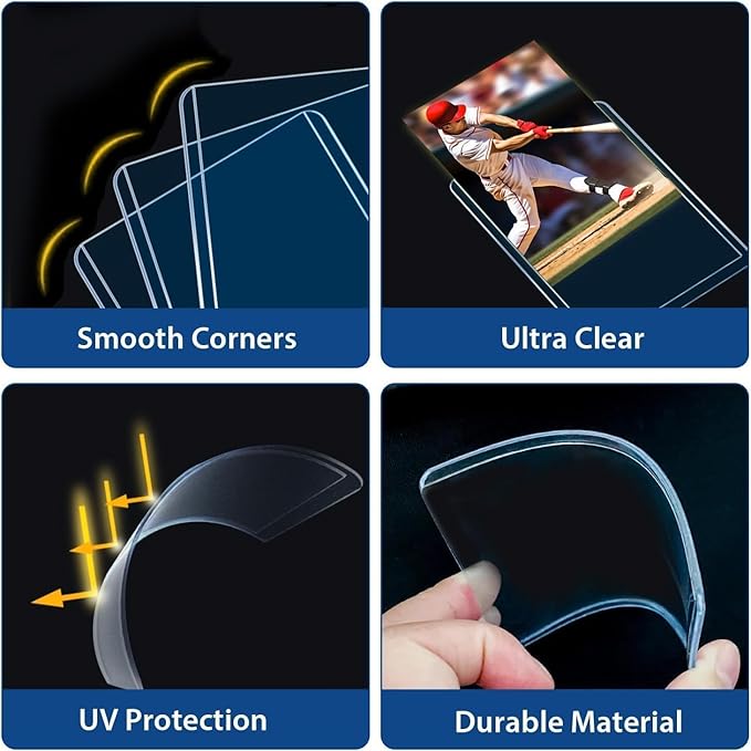 2000 Hard Plastic Card Sleeves, Premium Baseball Card Protectors, 3"x 4" Trading Cards Sleeves, Sports Game Cards Holder Top Cases (1000 Hard Sleeve + 1000 Soft Sleeve)