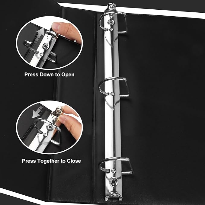 CIXILDTS 1.5-inch D Ring Binders, 3 Ring Binder Fit US Letter Size Paper, 1-1/2" Slant D Ring View Binder with 2 Pocekts, 6-Pack, Black