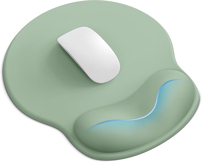 Mouse Pad with Wrist Rest for Desktop Large Ergonomic Mouse Mat(Sage Green) | 10.6''L x 9''W Size, Gel Wrist Support, Non-slip Base, Washable Surface, Laptop Mousepad