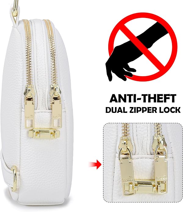 Anti Theft Crossbody Bag for Women, Small RFID Blocking Sling Purse with Zipper Lock for Travel, Vegan Leather
