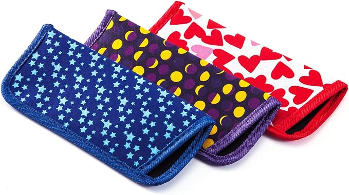 TRIUMPH VISION 3 Pack Reading Glasses Pouch Soft Case Eyeglass Sleeve Slim | Alternative to Bulky Case in bag, Lightweight Lined Padded Protect Optical lens Slip in, Cute Pattern Portable for Daily Use