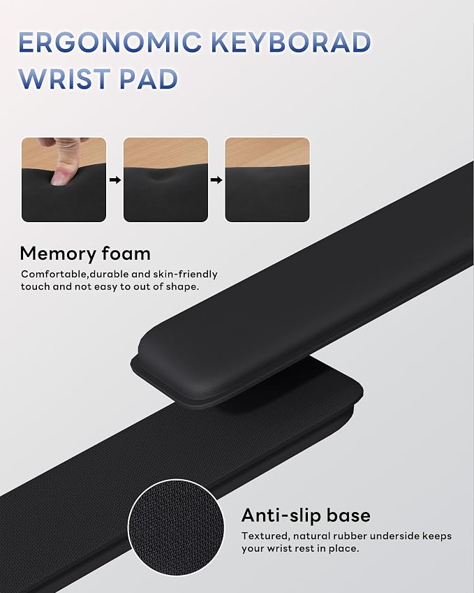 Laborio Computer Keyboard Wrist Rest, Keyboard Riser Stand for Desktop | Black, Ergonomic Acrylic Keyboard Holder, Non-slip Wrist Pad, Pain Relief for Typing, Multiple Colors