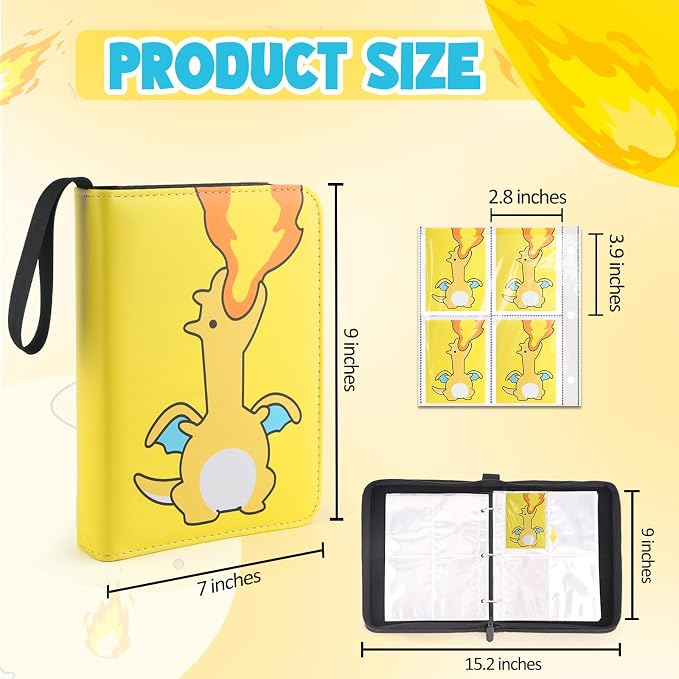 Collectible Trading Card Albums, 400 Card Holders with 50 Removable Sleeves, Portable 4 Pockets Collectible Trading Card Binder, PU Card Collection Binder for MTG, TCG, Sport Card, Game Cards