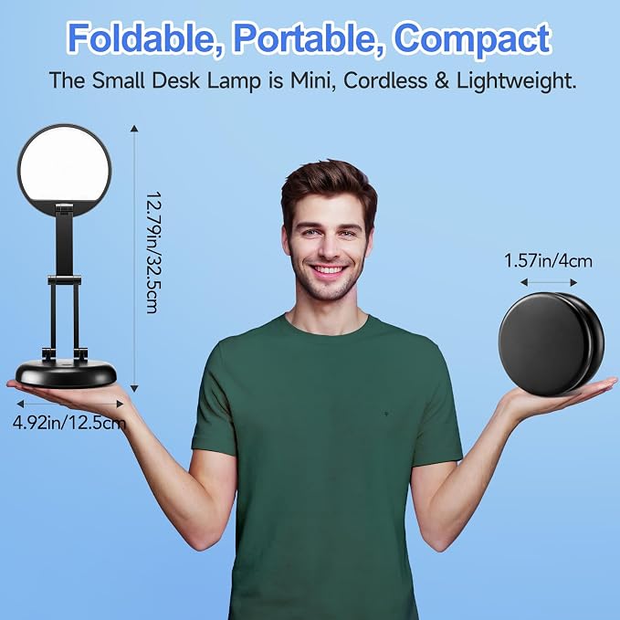 Desk Lamps for Home Office Rechargeable 3600mAh, Foldable+Portable Cordless Desk Light Small Table Lamp,Dimmable+9 Brightness Small Table Lamp Desk Light Table, LED Desk Lamps for Home Office