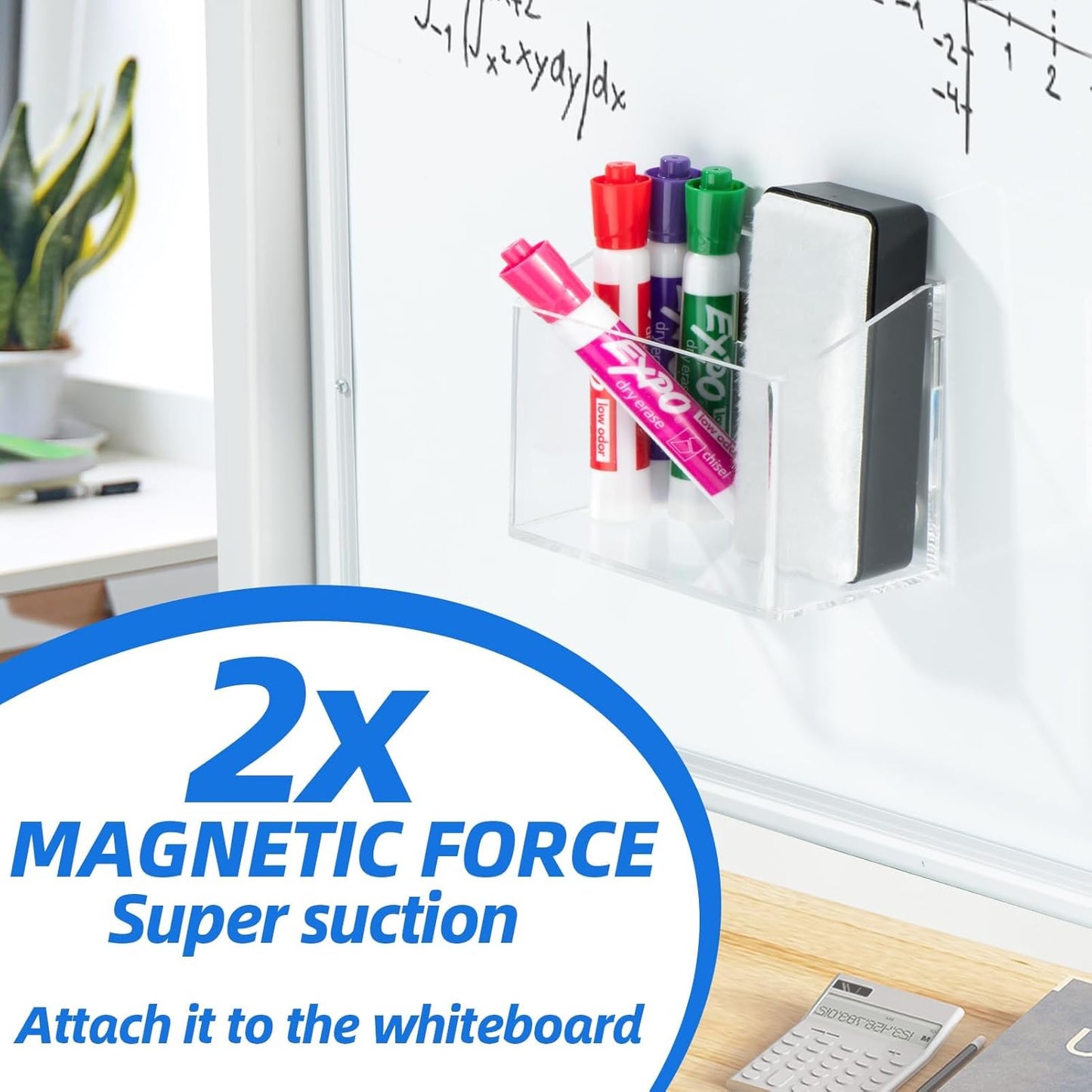 Simetufy Magnetic Pen Holder, Magnetic Dry Erase Marker Holder, magnetic pen holder for refrigerator, whiteboard , Pens, Pencils, Non-slip Acrylic Magnetic Marker Holder- Transparent, 1 Pack