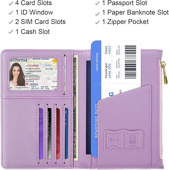 Passport Holder for Travel, RFID Blocking Passport Cover for Women Zipper | Travel Wallets, Passport Book Holder, Credit Card Holder, ID Window,SIM Card Slots, Coin & Tickets Pocket, Rainbow