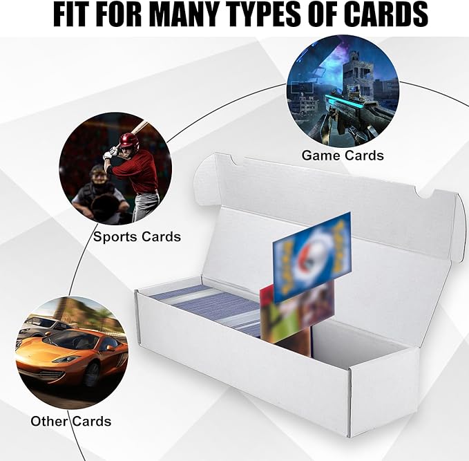 Trading Card Storage Box, 30-Pack 1100 Count White Corrugated Cardboard Bulk Sports Storage Box for TCG/Magic/Mtg Basketball Cards, Collectible Trading Cards