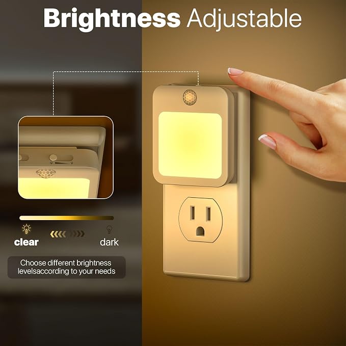 Night Light Plug into Wall, Dusk to Dawn Sensor LED Nightlight, Soft Warm White 3000K, Auto On/Off Night Lamp for Bedroom Bathroom Hallway Nursery, 1 Pack
