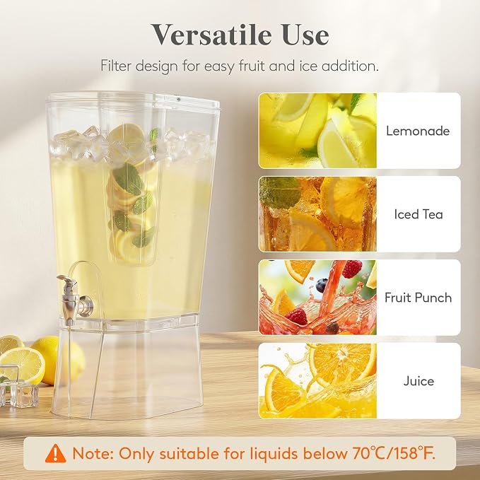 Lifewit 3 Gallon Drink Dispenser for Parties, Large Plastic Beverage Container with Fruit Infuser & Leak-Proof Spigot, BPA Free Water Pitcher for Juice/Tea/Lemonade - Ideal for Bar & Outdoor, 2 Pcs