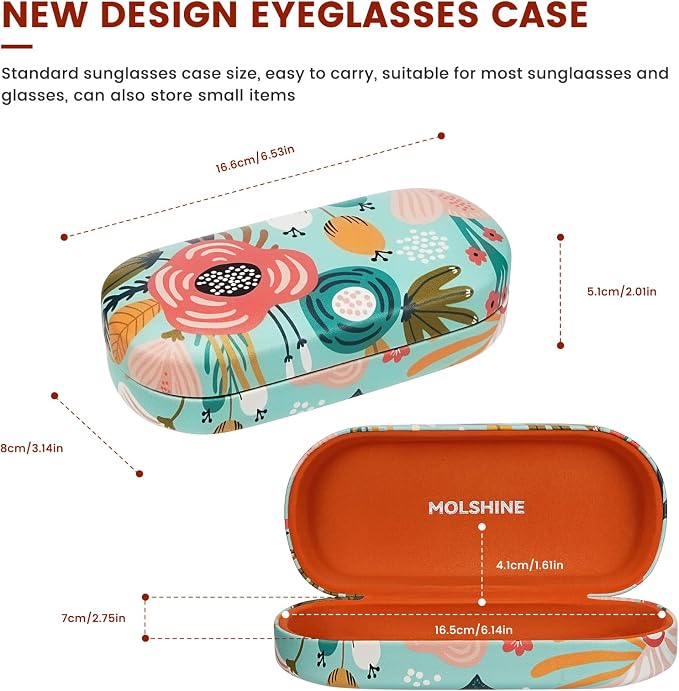 molshine Hard Shell Sunglasses Case,Classic Large Glasses Case for Women Men,Sunglass Eyeglasses