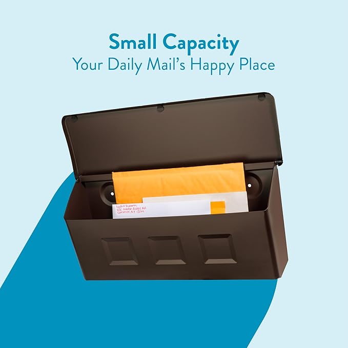 Architectural Mailboxes Wayland Wall Mount Mailbox, Rubbed Bronze, Small | Galvanized steel build for outside with weather-resistant outdoor construction and a rust-resistant powder-coat finish.