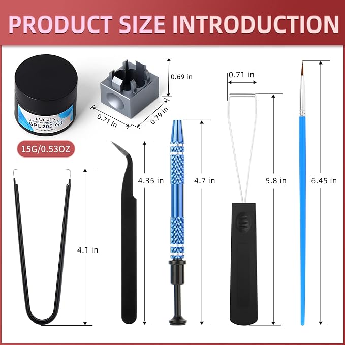 RUNJRX Keyboard Switch Lube Kit GPL 205G0 0.53oz/15g, Switch Opener for Cherry MX TTC Holy Pandas Switch,Switch Lube Tools for Gaming Keyboard
