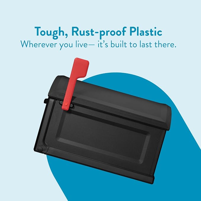 Architectural Mailboxes BILT CRE8 Post Mount Mailbox, Black, Extra Large | Durable plastic build with weather-resistant outdoor construction with a magnetic door closure. USPS approved.