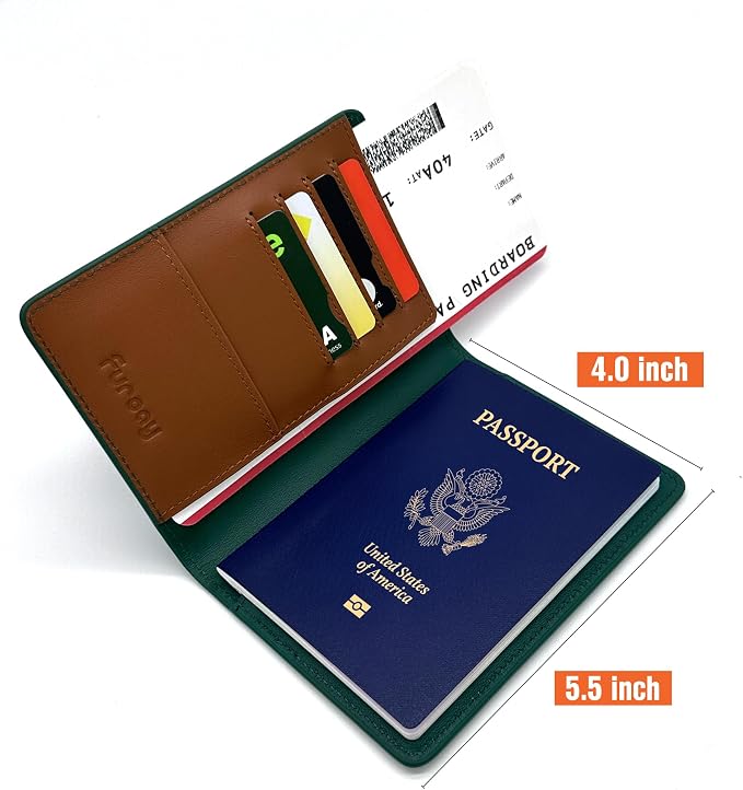 Slim Nappa Leather RFID Blocking Passport Cover (Green/Brown) | Genuine Leather Passport Holder for Men and Women