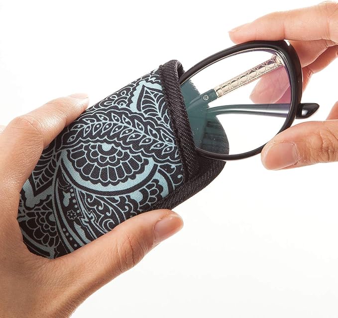 TRIUMPH VISION 3 Pack Reading Glasses Pouch Soft Case Eyeglass Sleeve Slim | Alternative to Bulky Case in bag, Lightweight Lined Padded Protect Optical lens Slip in, Cute Pattern Portable for Daily Use