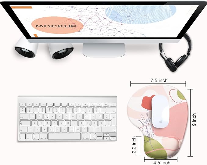 JIKIOU Ergonomic Mouse Pad with Gel Wrist Rest 2 Pack, Portable Small Rose | Upgraded-Prevent Gel Leakage, Ergonomic Design for Pain Relief, Cooling Gel filled, Smooth Lycra Surface, Non-Slip PU Base