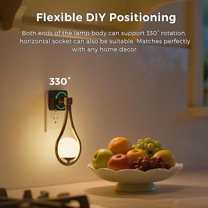 L LOHAS LED Night Lights Plug Into Wall: Dusk to Dawn Sensor, Soft White 3000K Nightlight, 0-100LM Adjustable Brightness, 330°Rotating Plug in Night Light for Bathroom, Hallway, Bedroom, Stairway