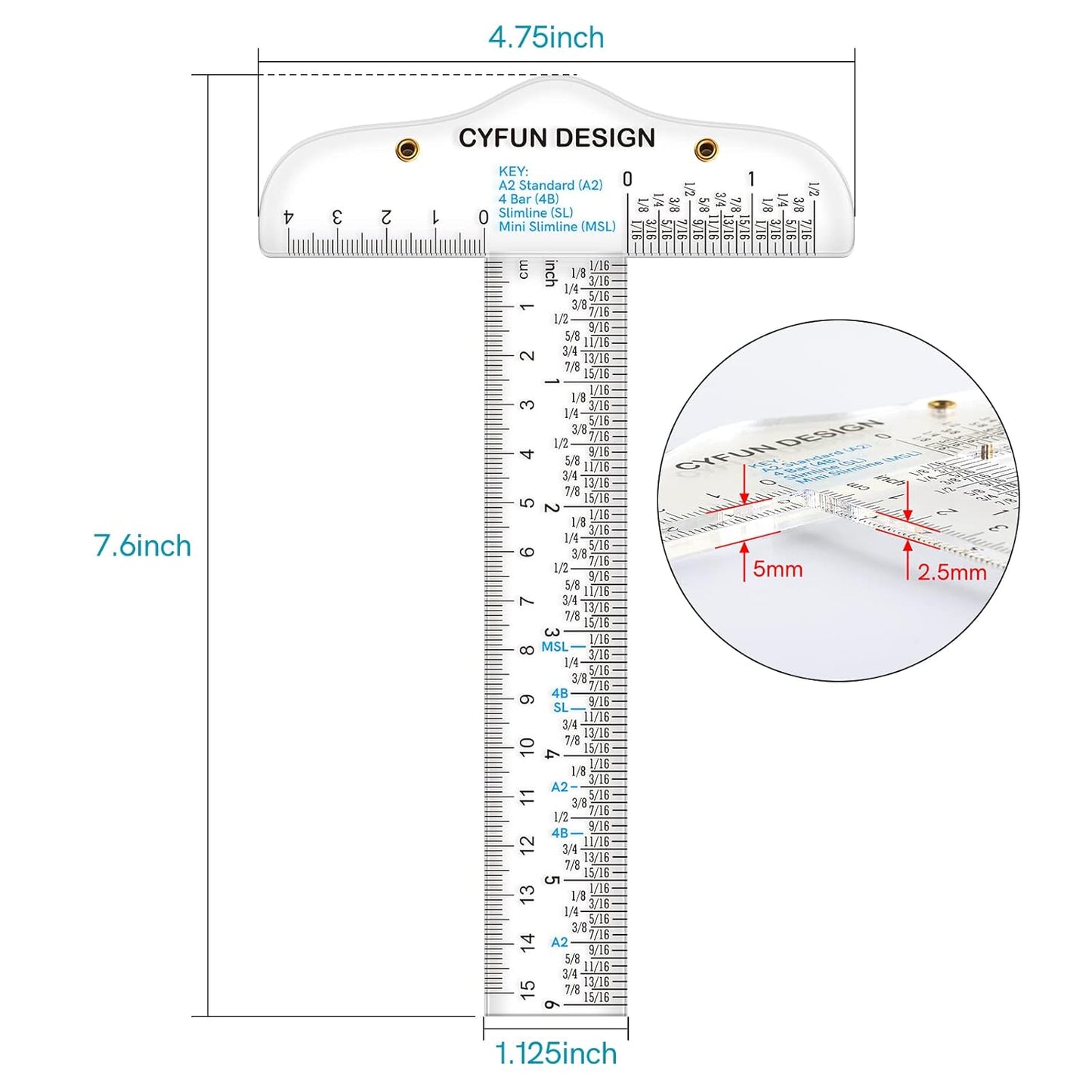 6 Inches Acrylic Clear T-Square Ruler,5 Pack,T Square Ruler,Transparent,T Ruler,for Crafting Drafting and General Layout Work Art Framing & Drafting Scrapbooking Crafting Arts Crafts Supplies Tools