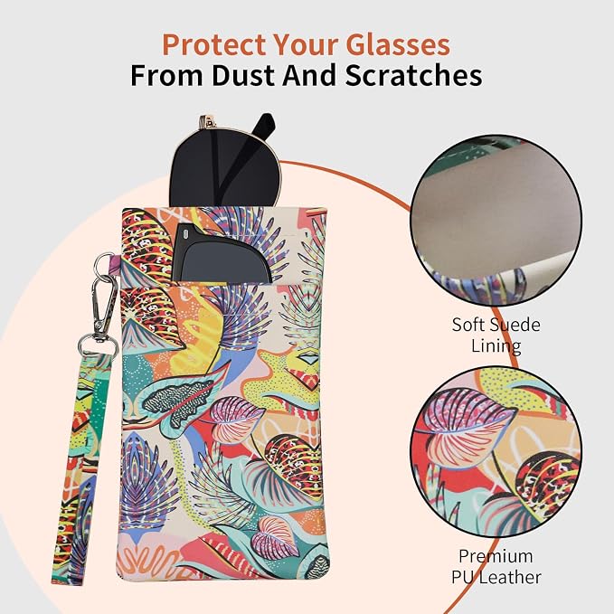 Double Eyeglass Case Soft Dual Glasses Case for Women Men Travel Squeeze Top Sunglasses Cases Eyeglasses Pouch
