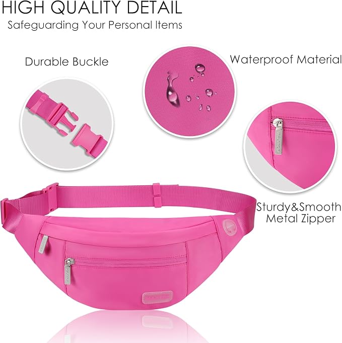 MAXTOP Fanny Packs for Women Mom Rose Red Belt Bag with 4-Zipper Pockets | Adjustable Strap,Key Chain,Waist Pouch Belt Bag for Gym Workout Running Travelling Hiking Dog Walking