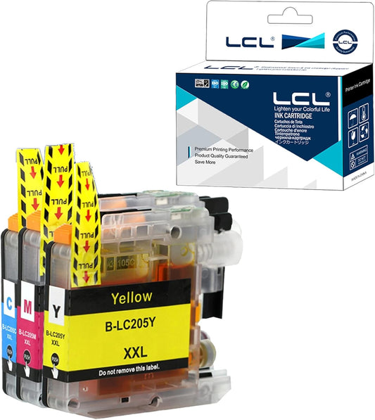 LCL Compatible Ink Cartridge Replacement for Brother LC205 LC205CL LC2053PKS LC205C LC205M LC205Y XXL Super High Yield for MFC-J4320DW MFC-J4420DW MFC-J4620DW MFC-J5520DW MFC-J5620DW (CMY)