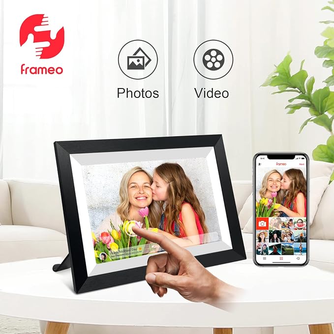 FRAMEO 10.1 Inch Smart WiFi Digital Photo Frame 1280x800 IPS LCD Touch Screen, Auto-Rotate Portrait and Landscape, Share Moments Instantly via Frameo App from Anywhere