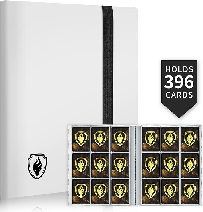 Card Binder 9 Pocket, Fabmaker 396 Pockets Trading Card Binder, Premium Collector Card Album for Standard Cards, Side Loading Card Collection Folder for Game Cards, Sport Cards, White