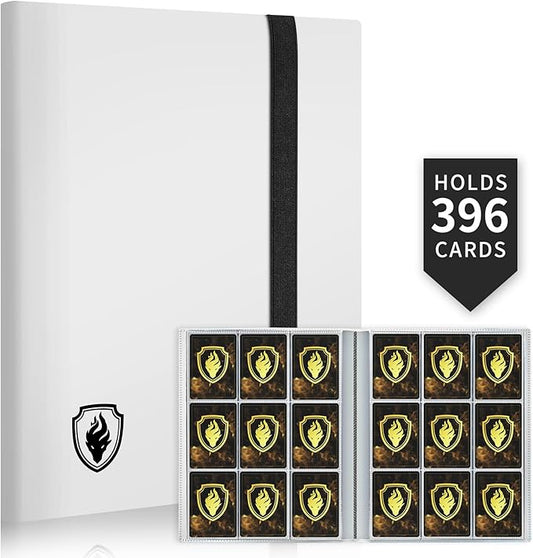 Card Binder 9 Pocket, Fabmaker 396 Pockets Trading Card Binder, Premium Collector Card Album for Standard Cards, Side Loading Card Collection Folder for Game Cards, Sport Cards, White