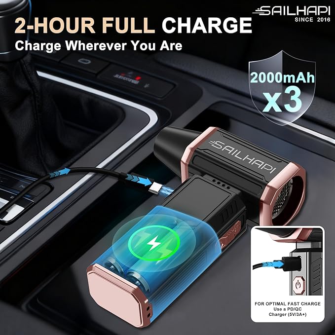 Electric Air Duster, 300000RPM High-Speed Cordless Blower for Barber with Variable Speed & Brushless Motor, Portable Mini Blower for Keyboard, PC, Computer, Replaces Canned Air, Gifts for Men