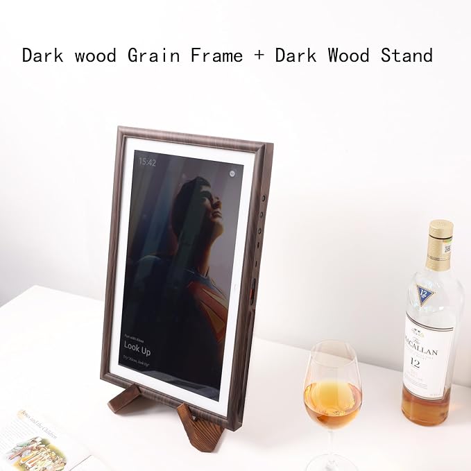 Digital Photo Frame Decoration Frame and Monitor and Tablet Computer Solid Wooden Table Stand,Suitable for Cookbook Stand Holder Display. Digital Photo Frame Decoration Frame (Dark Wood Grain Color)