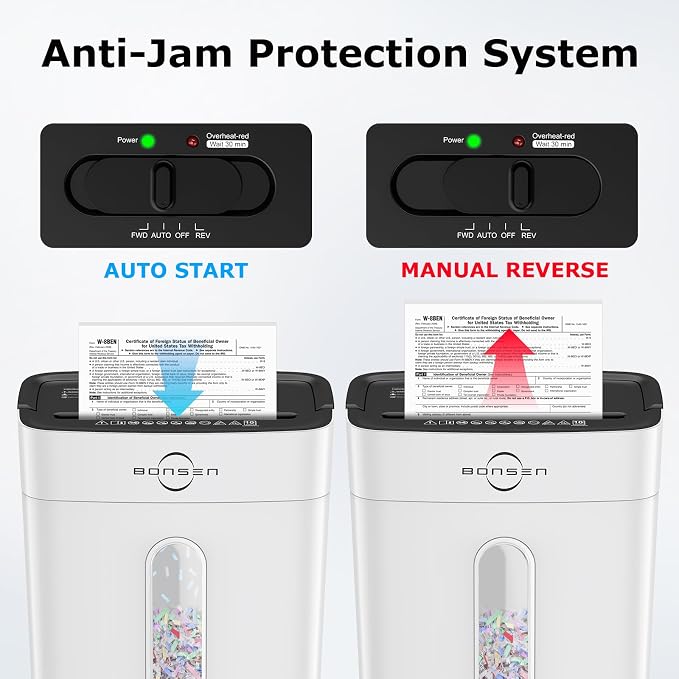 Bonsen 10-Sheet Cross Cut Paper Shredder for Home Office Heavy Duty, White | P-4 Security Level, Shreds Paper & Credit Cards, 4-Gal Bin with Portable Handle, Small Shredder for Home Office，S3201-W