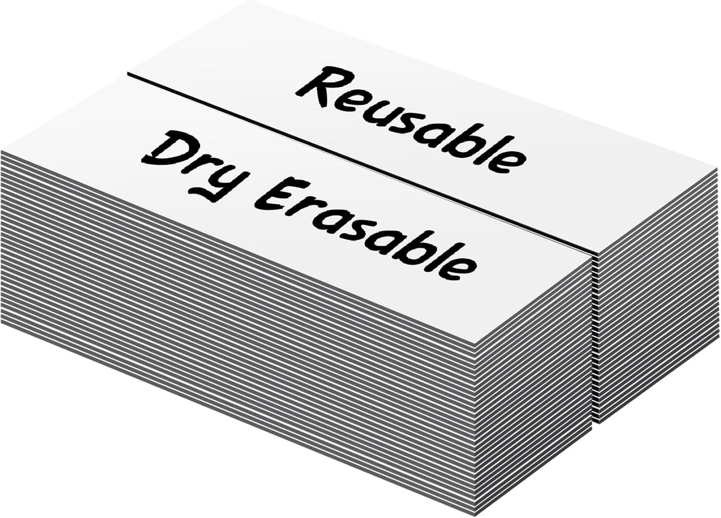 LLPT Dry Erase Magnetic Labels 1" x 3" 50 Packs Blank Writable Magnet Stickers Reusable for Refrigerator Shelf Whiteboard Toolbox Craft and Other Metallic Surfaces White (DML1030WT)