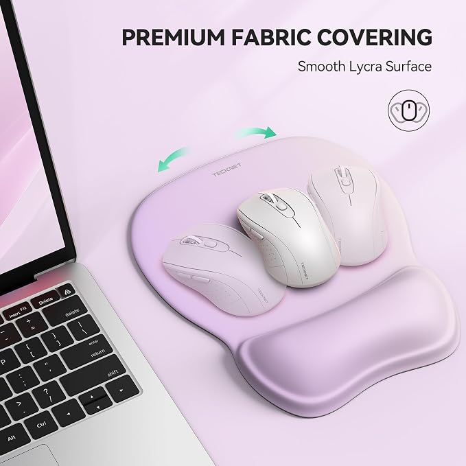 TECKNET Gel Ergonomic Mouse Pad with Wrist Rest, Non-Slip PU Base, Purple | Comfortable Gel Cushion, Pain Relief, Smooth and Waterproof Surface, Mouse Pad with Wrist Rest for Office, Gaming and Study
