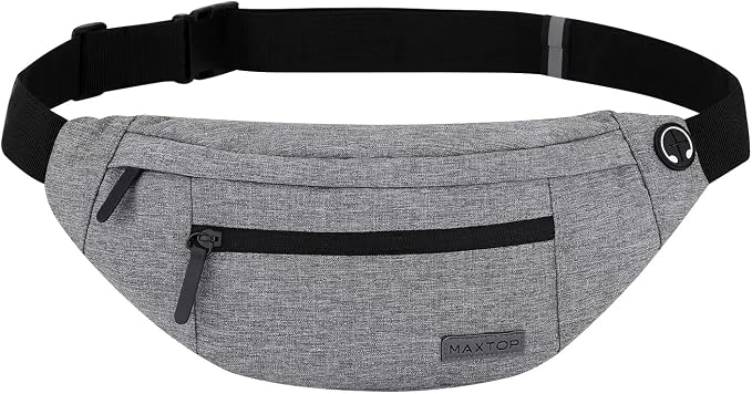 Grey Sling Bag for Women Men Gifts for Enjoy Travel Hands-Free Fanny Pack | Polyester,4-Zipper Pocket, Adjustable Waist Bag for Workout Traveling Casual Festival