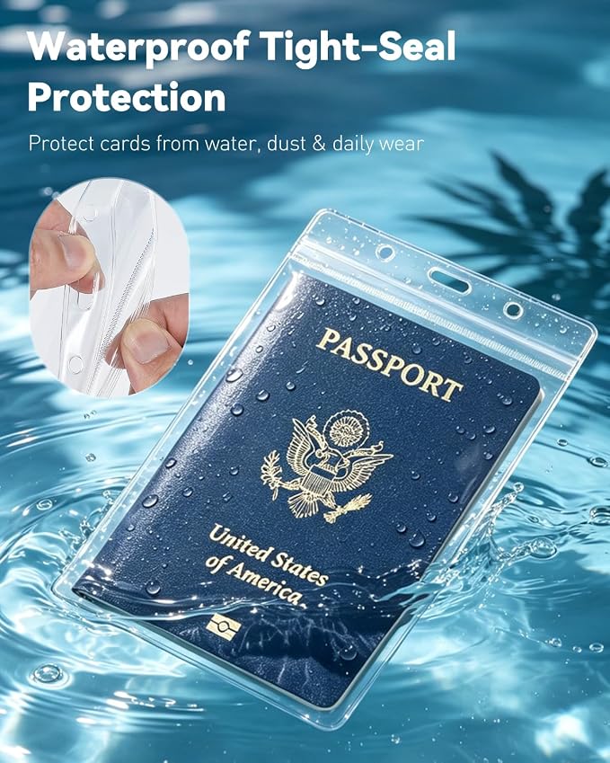 Uniclife 6 Pack Passport Holder, Clear PVC ID Badge Holder with Lanyard | Waterproof Passport Holders for Travel, Extra Large Lanyard Card Holder for Cruise & Events, 4.5" × 6.4"