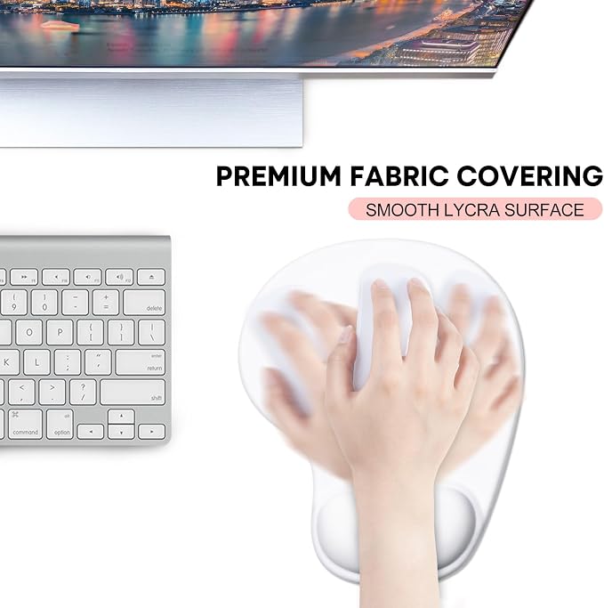 JIKIOU Ergonomic Mouse Pad with Gel Wrist Rest 2 Pack, Portable Small Blank | Upgraded-Prevent Gel Leakage, Ergonomic Design for Pain Relief, Cooling Gel filled, Smooth Lycra Surface, Non-Slip PU Base
