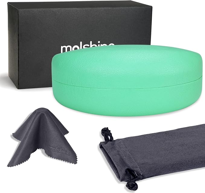 molshine Hard Shell Sunglasses Case,Classic Large Glasses Case for Sunglass,Eyeglasses with Cleaning Cloth,Pouch