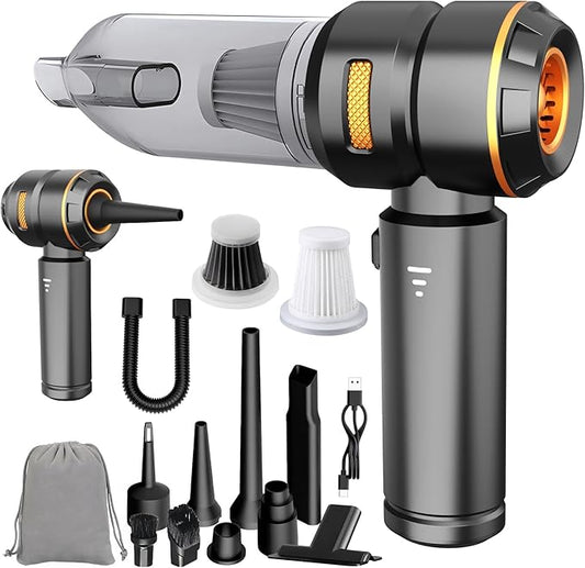 Handheld Car Vacuum Cleaner, 4-in-1 Cordless Vacuum Cleaner, 22000 PA High Power Portable Car Vacuum with Brushless Motor, for Home, Office, Camping (Black Golden)