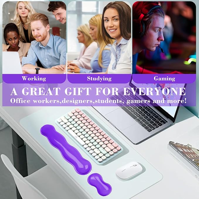 Gel Wrist Rest for Keyboard and Mouse, Wrist Rest for Keyboard, Mouse Wrist Support, Pain Relief, Cool Touch, Non-Skid, Keyboard and Mouse Wrist pad Set