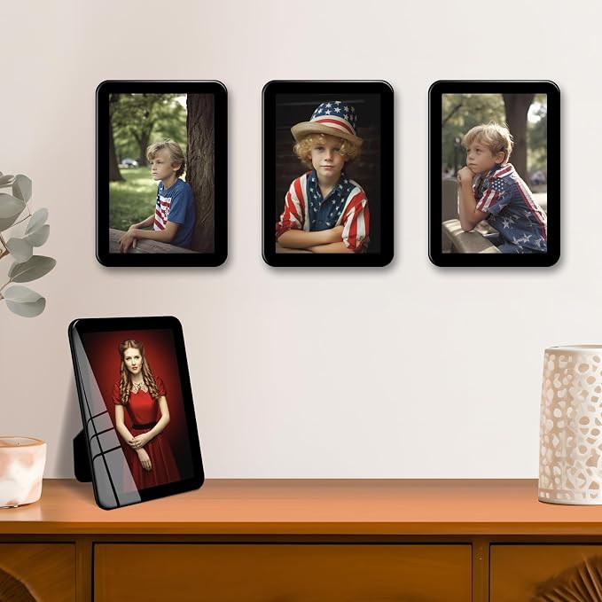 Bluesun Black 4×6 Picture Frames 3pk, Vertical & Horizontal Wall & Tabletop | 3 Pack 4×6 Photo Frames with Tempered Glass & Rounded Corners, 6×4 Frames for Home Living Room Bedroom Hallway Office