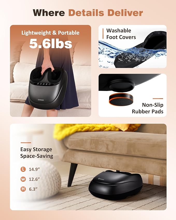 KNQZE Foot Massager Machine with Heat, Shiatsu Deep Kneading Foot Massager with Remote, Compression, Multi-Massage Modes, Auto-Off Timers, Valentines Day Gifts for Women Men