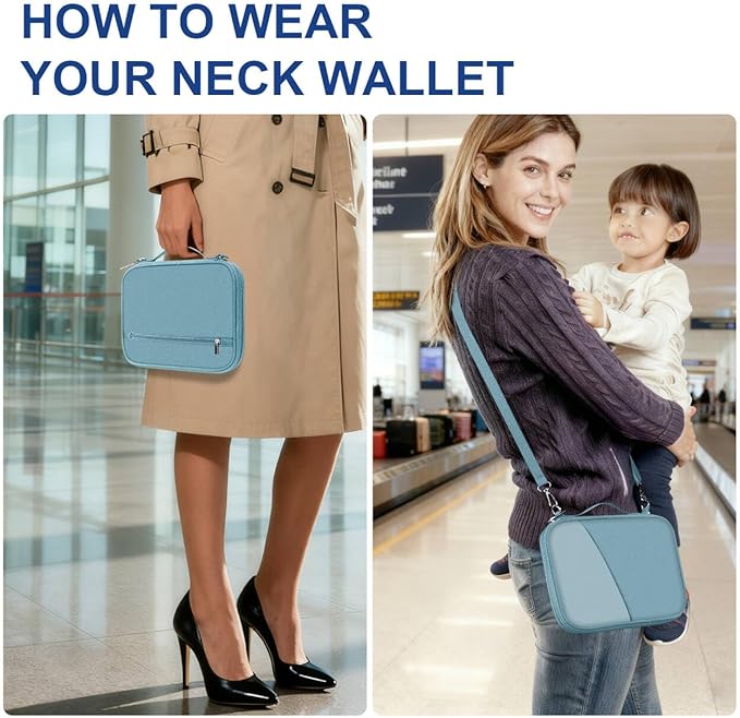 Family Passport Holder for Travel with RFID Blocking, Traveling Essentials Organizer Pouch Bag, Light Passport Wallet for Travel Must Haves Accessories for Women Men