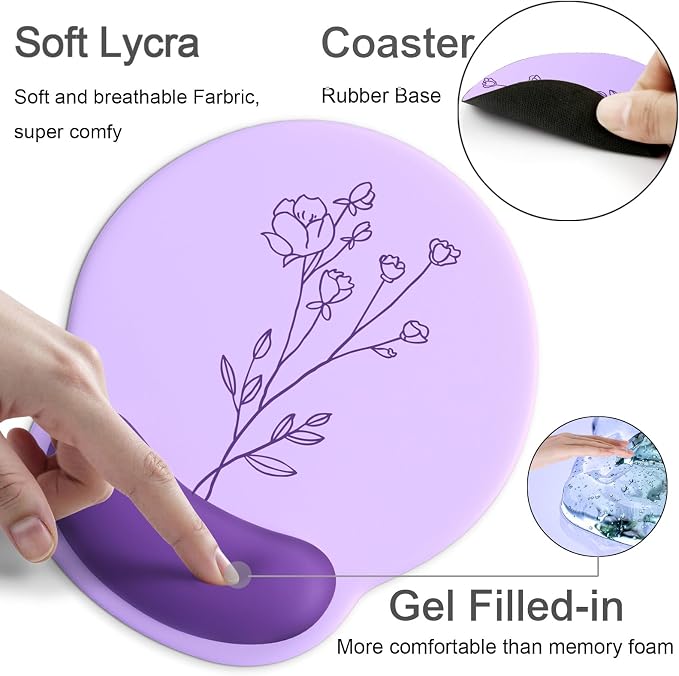 Ergonomic Mouse Pad with Wrist Rest Support,Gel Mouse Pads for Desk | Big Mousepad With Coaster Non-slip & Pain Relief for Computer, Home&Office Desk Decor