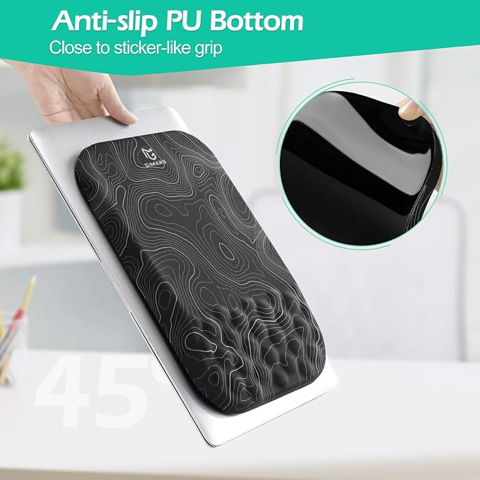Gimars Upgrade Ergonomic Mouse Pad Wrist Rest with Memory Foam Massage Bump, Enlarge [ 30% Larger Moving Space] Mouse Pad Wrist Support with Nonslip PU Base for Laptop, Computer, Gaming & Office