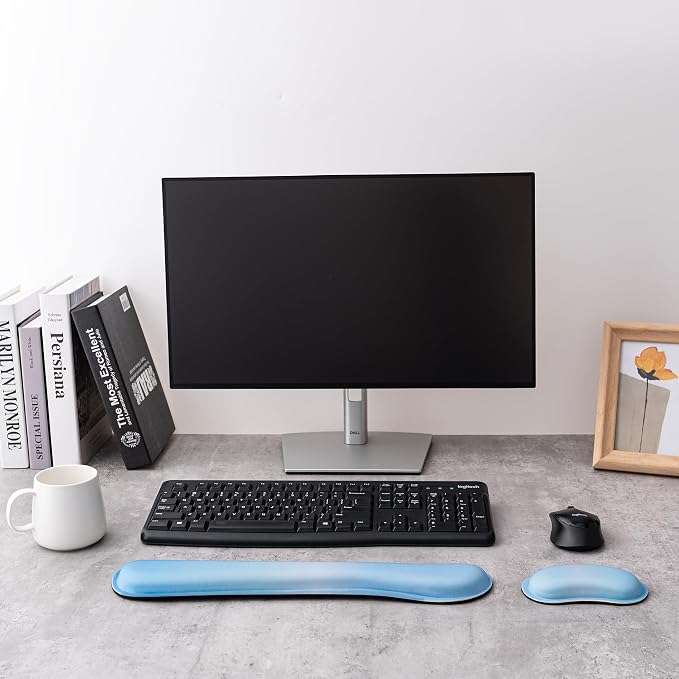 Keyboard Wrist Rest,Ergonomic Wrist Support for Keyboard,Gradient Blue | Computer Wrist Rest,Superfine Fabric and Gel Memory Foam Wrist Pad,Easy Typing&Pain Relief,Suitable for Office,Family