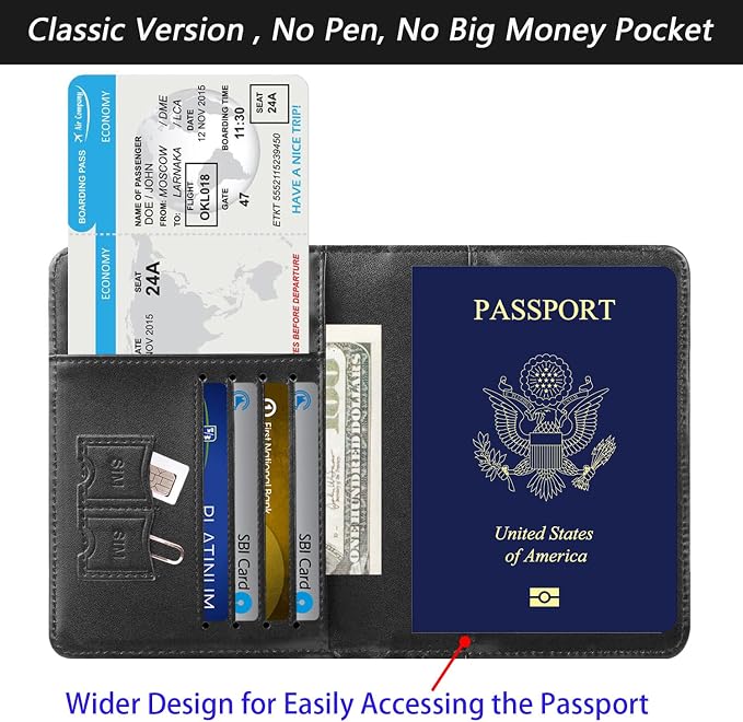 Passport Holder, Travel Essentials, Passport Cover, RFID Travel Wallet | Passport Wallet, Travel Accessories, RFID Blocking, Synthetic Leather Card Case, International Must Haves, For Women Men
